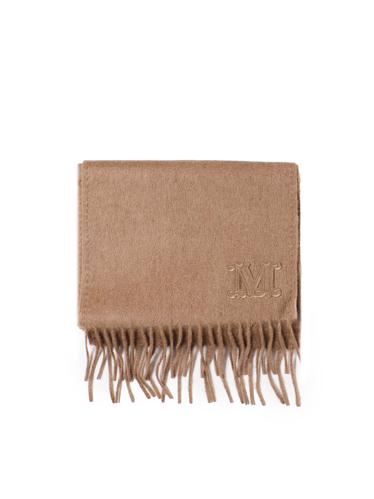 Logo Embroidered Fringed Scarf