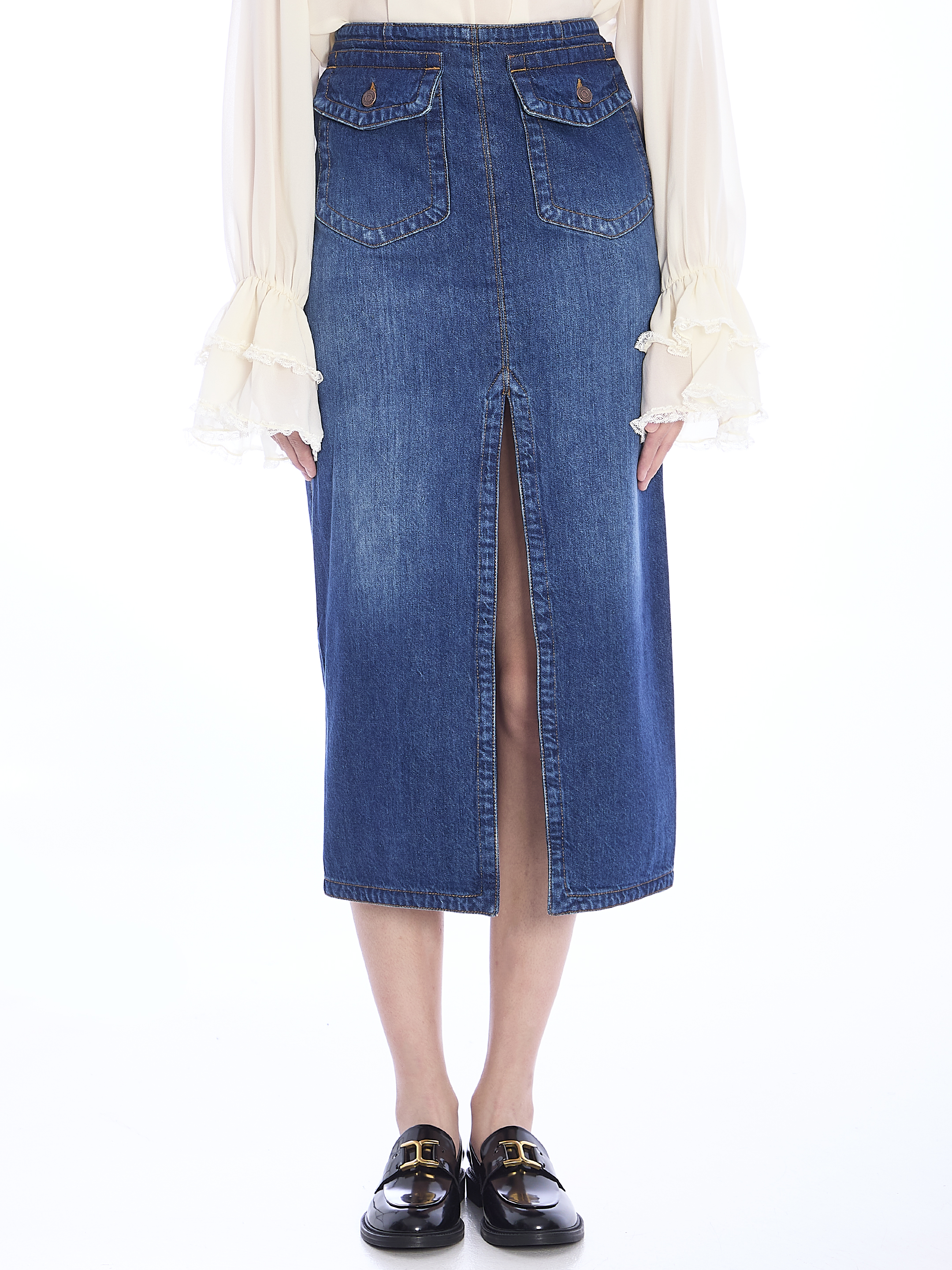 Chloé Denim Midi Skirt