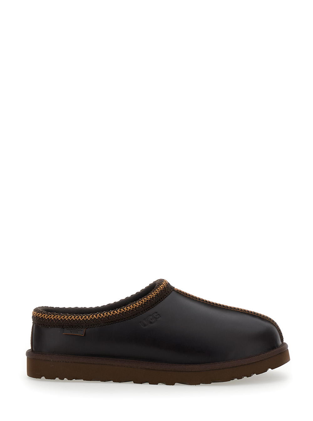 tasman Black Mules With Embossed Logo On The Side In Leather Man