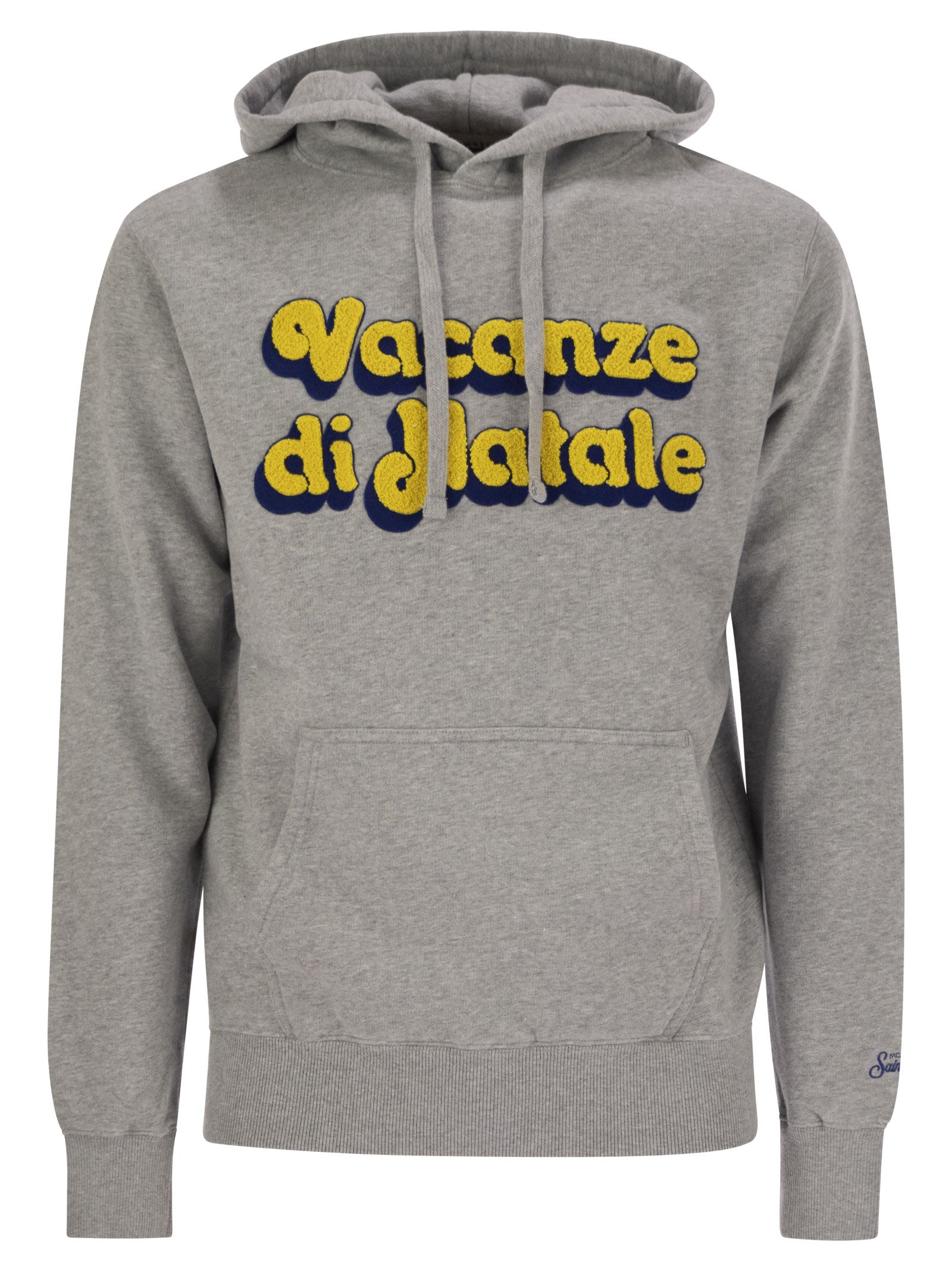 Mens Grey Tribeca Sweatshirt With Vacanze Di Natale Logo Embroidery MC2 Saint Barth