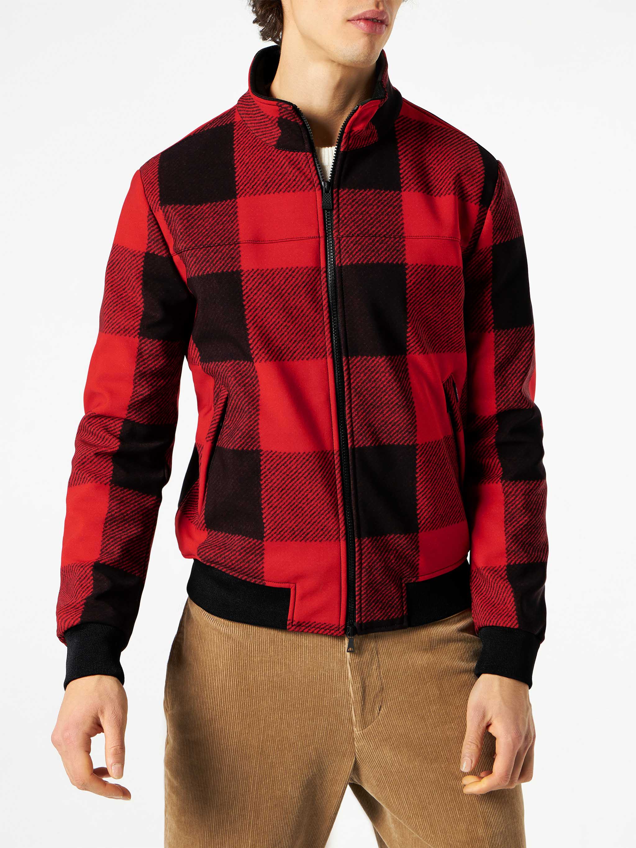 Man Mid-season Checked Bomber Jacket Traveler