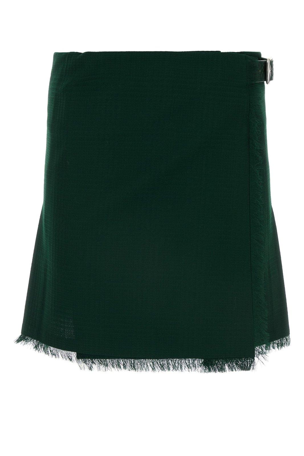 Pleated Fringed-edge Mini Skirt