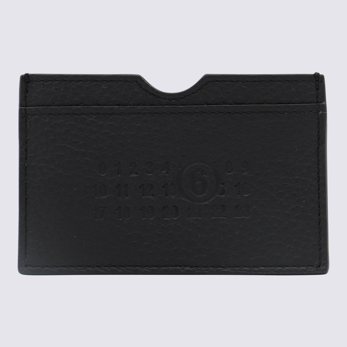 Black Leather Numeric Logo Card Holder