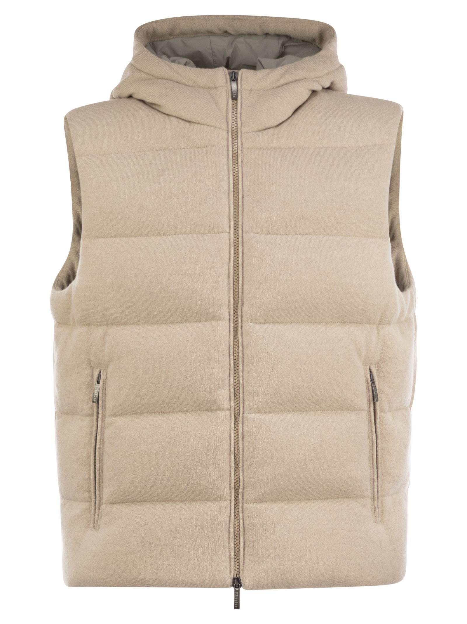 Goose Down Vest In Wool And Cashmere