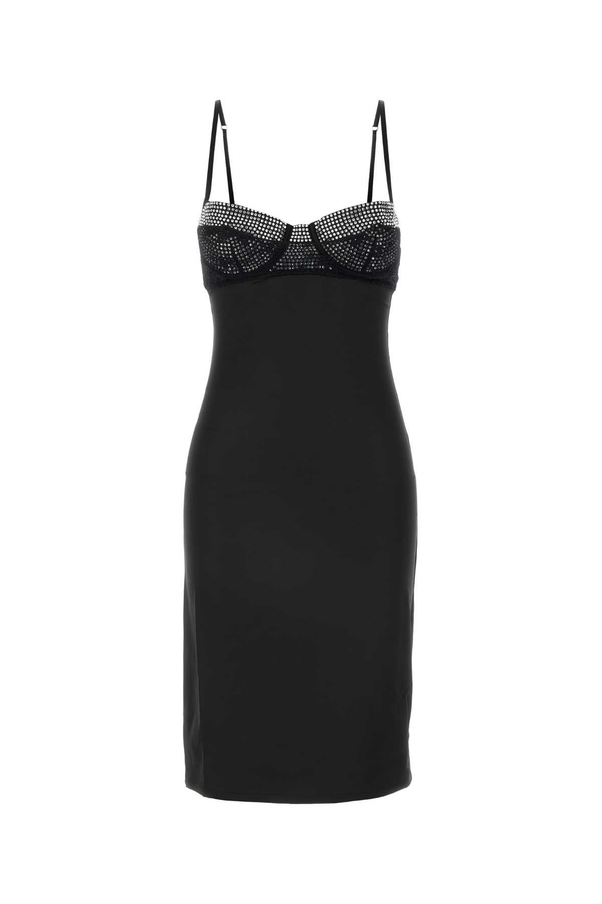 OSEREE BLACK STRETCH SATIN DRESS