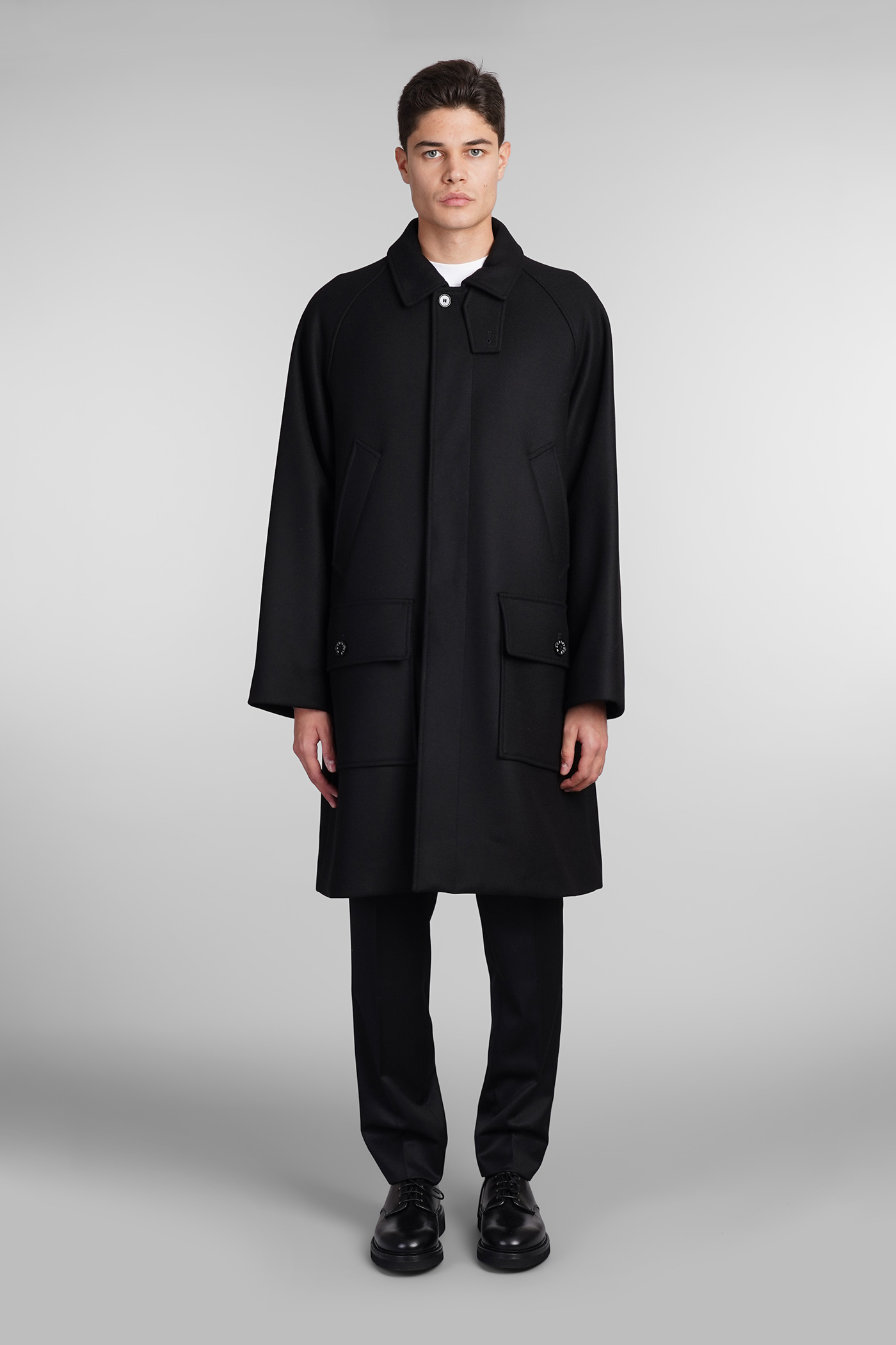 Wool Borness Coat In Black Wool