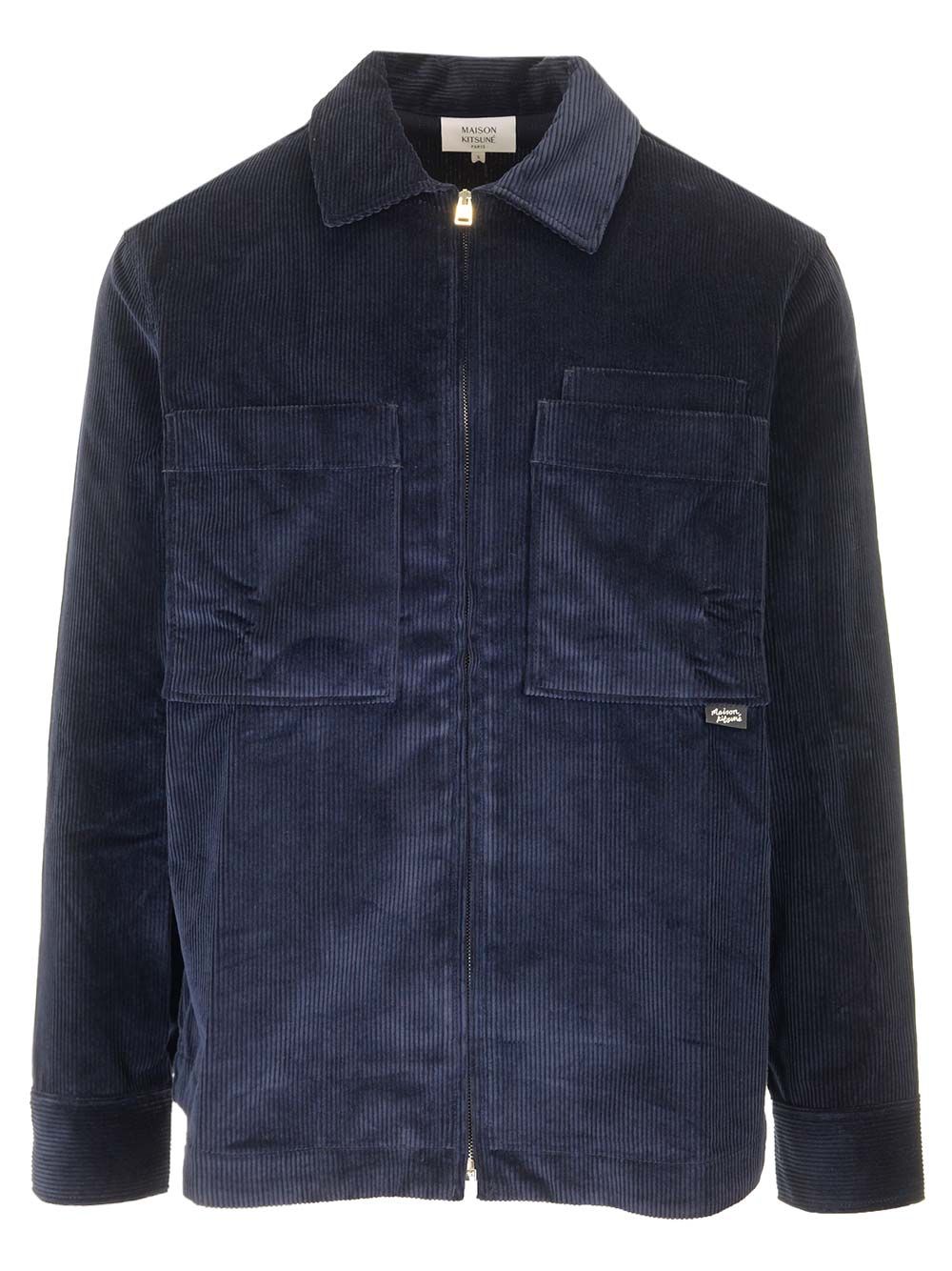 Maison Kitsuné Navy Blue Velvet Overshirt