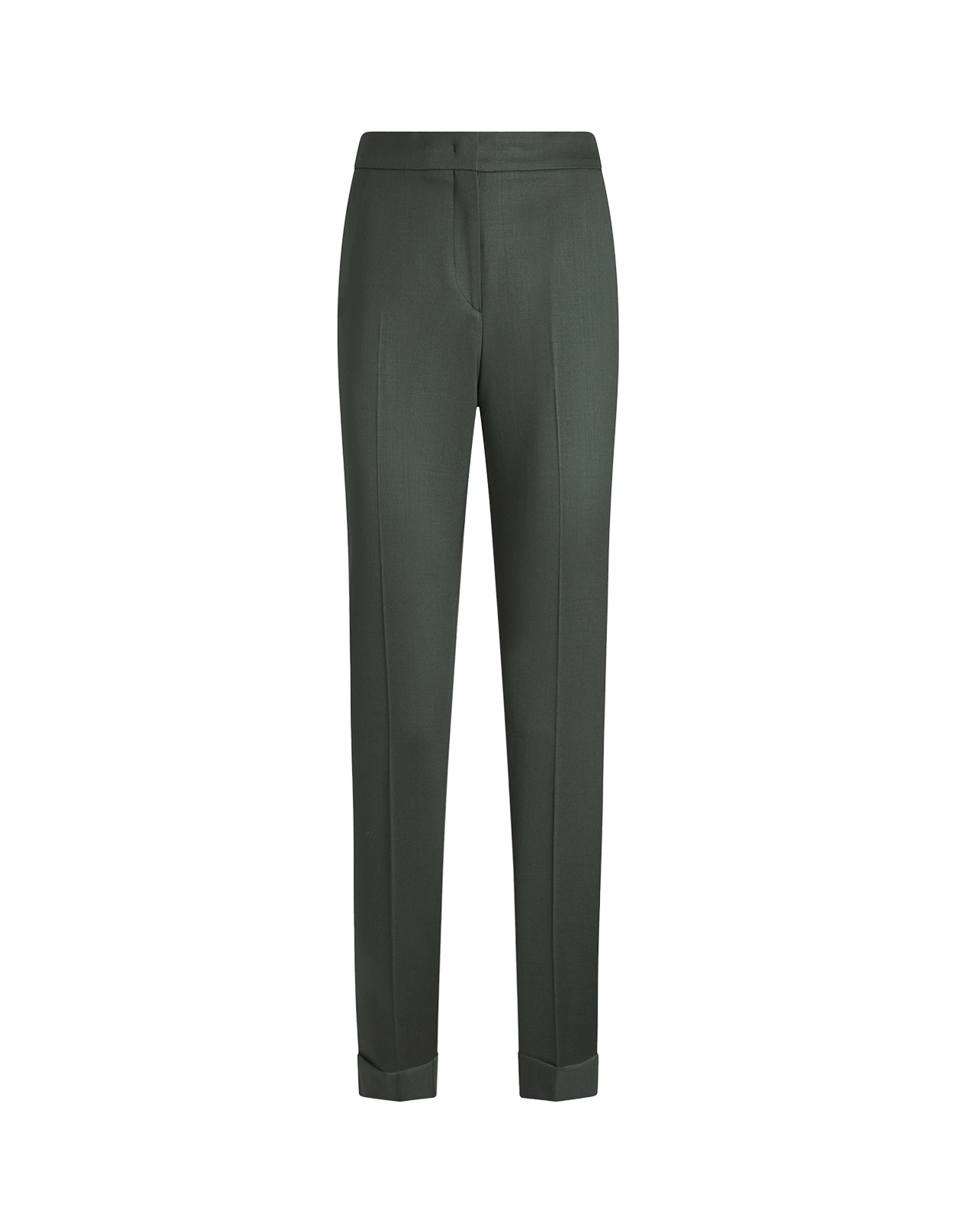 Dark Green Stretch Wool Cropped Trousers