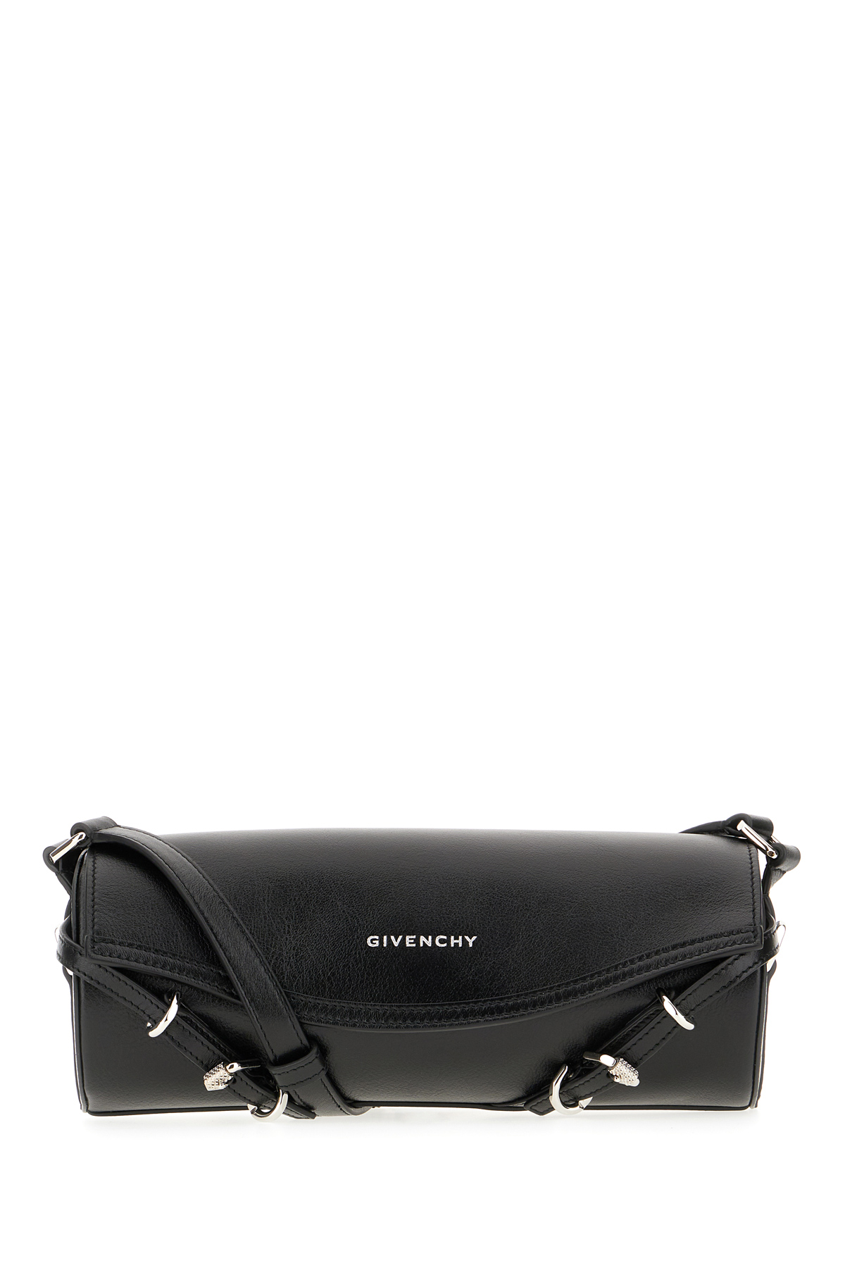 Black Leather Medium Voyou Crossbody Bag