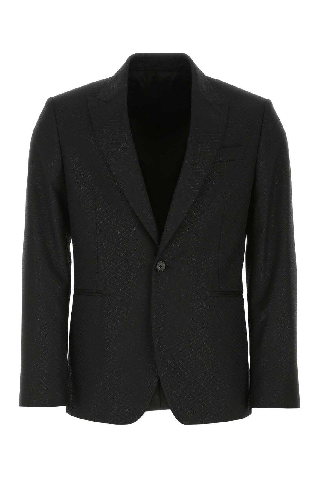 Greca Pattern Single-breasted Blazer