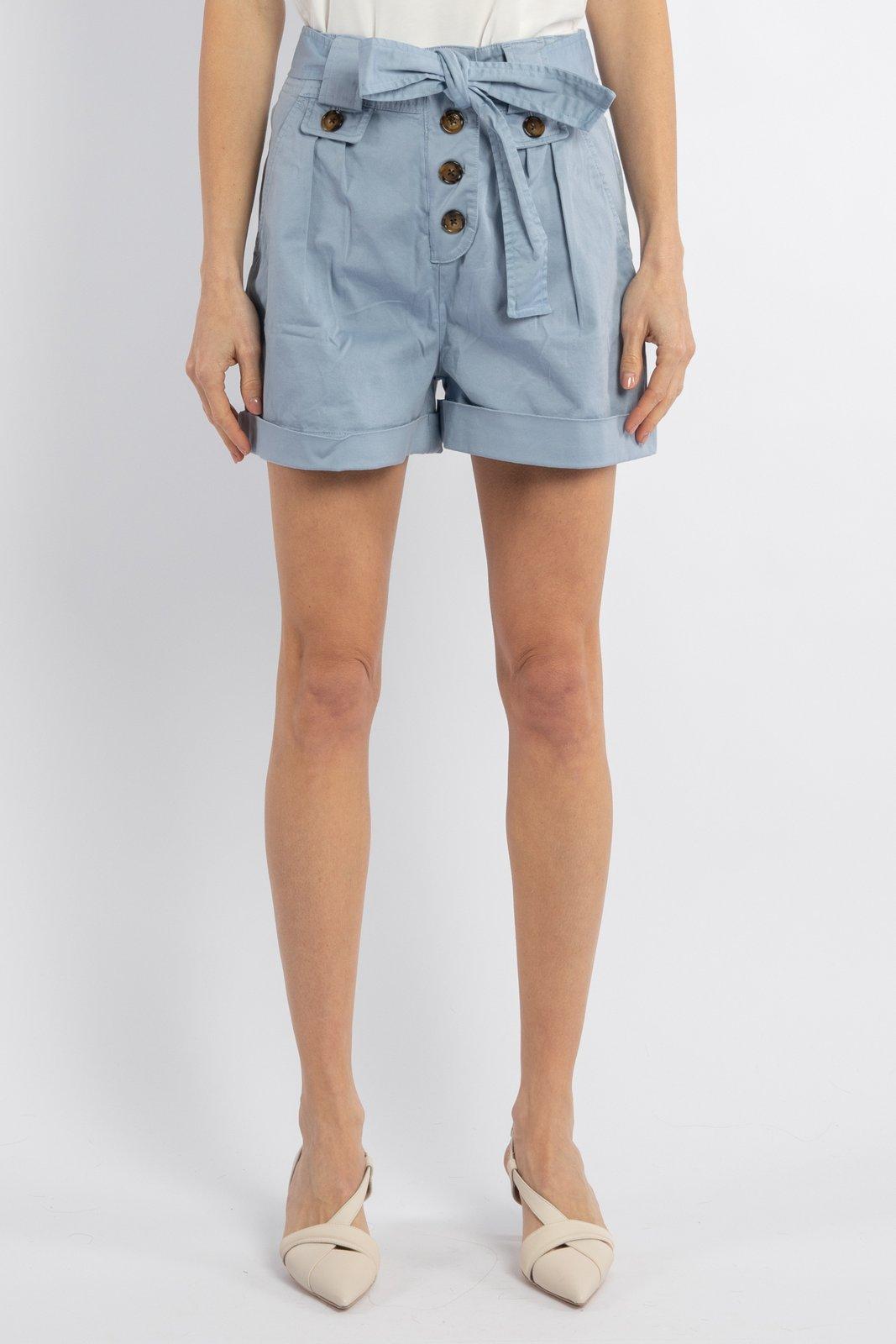 Tied-waist Turn-up Hem Shorts