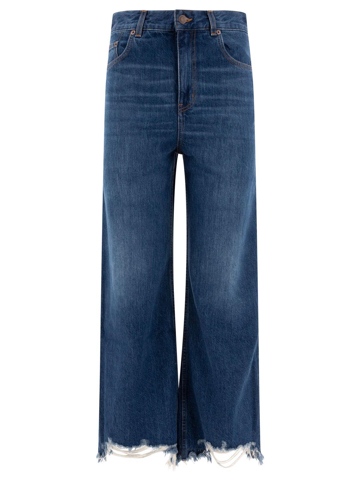 Chloé Distressed Wide-leg Jeans