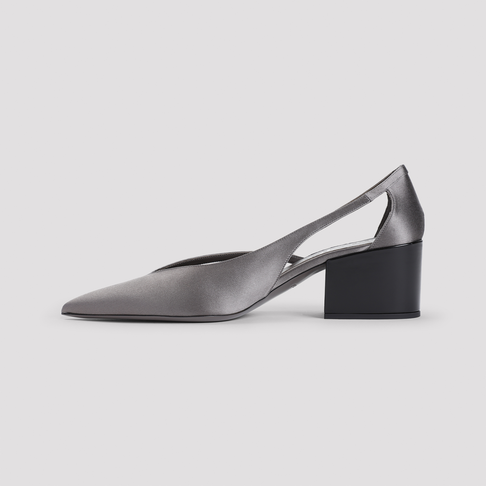 Prada Pointed Toe Block Heel Cut-out Pumps In Ardesia