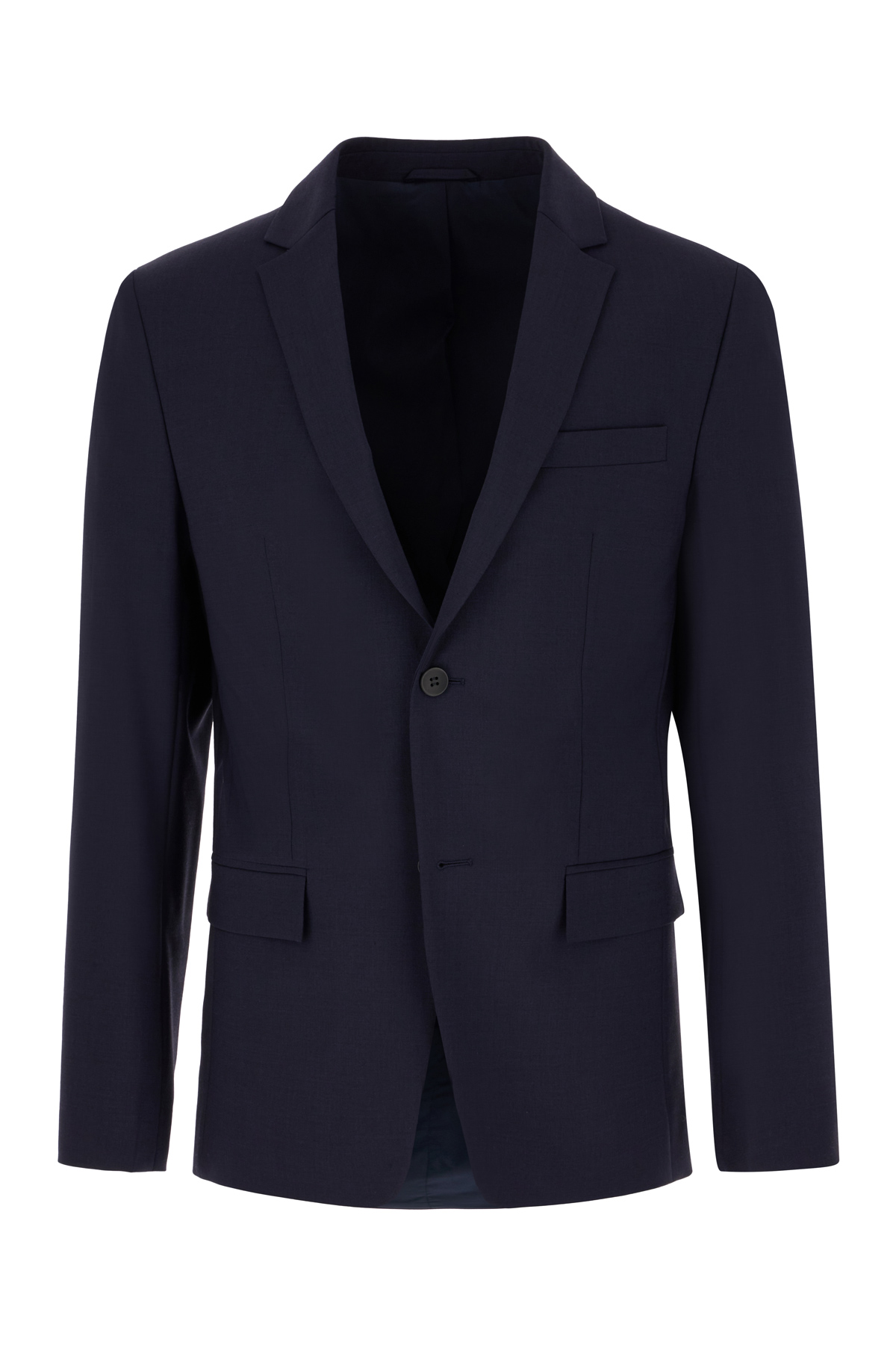 Navy Blue Stretch Wool Blend Blazer