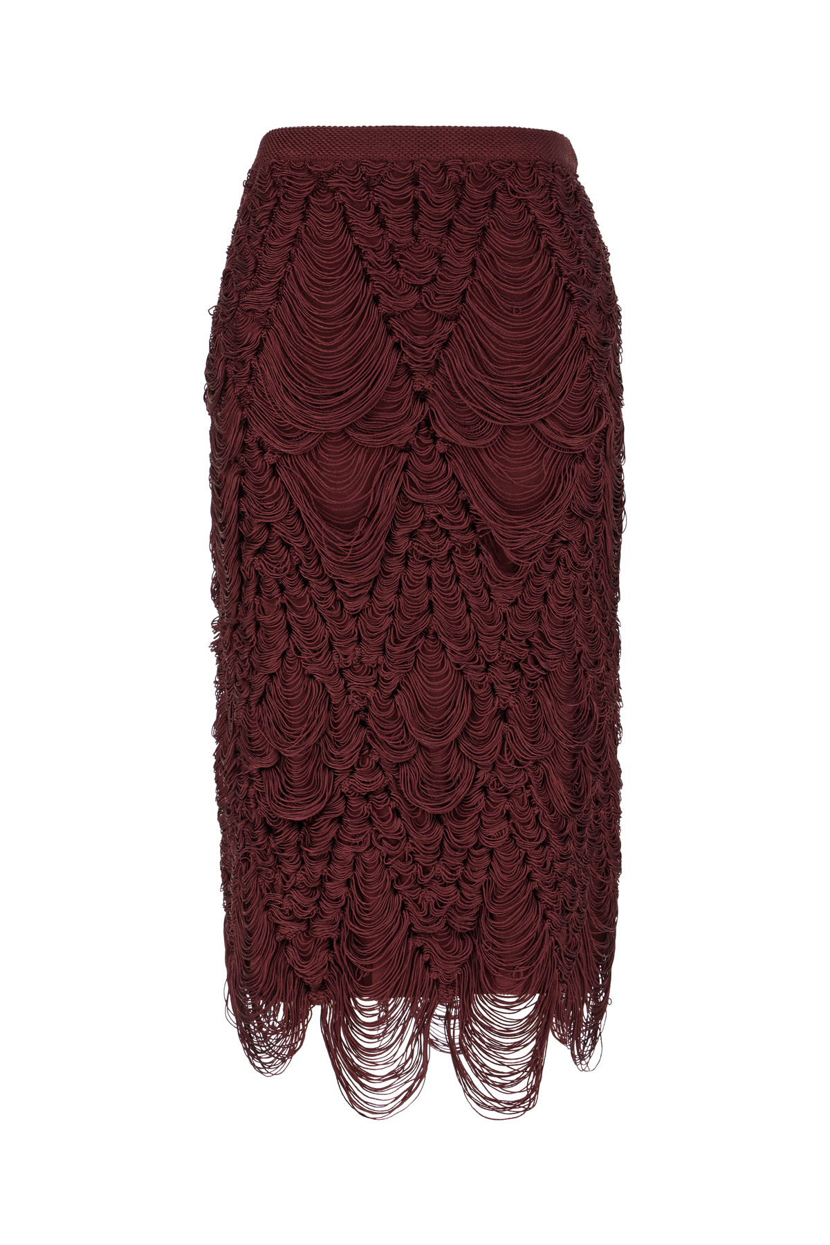 Burgundy Stretch Silk Blend Skirt