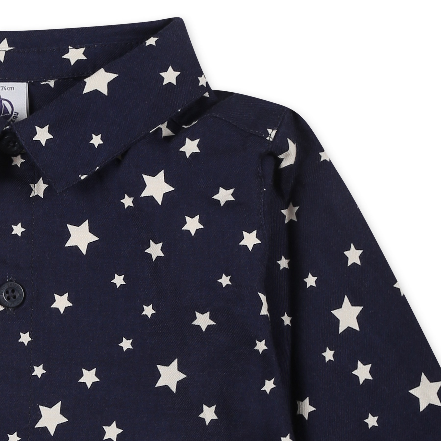 Petit Bateau Blue Shirt For Gìbaby Girl With Stars In Blue