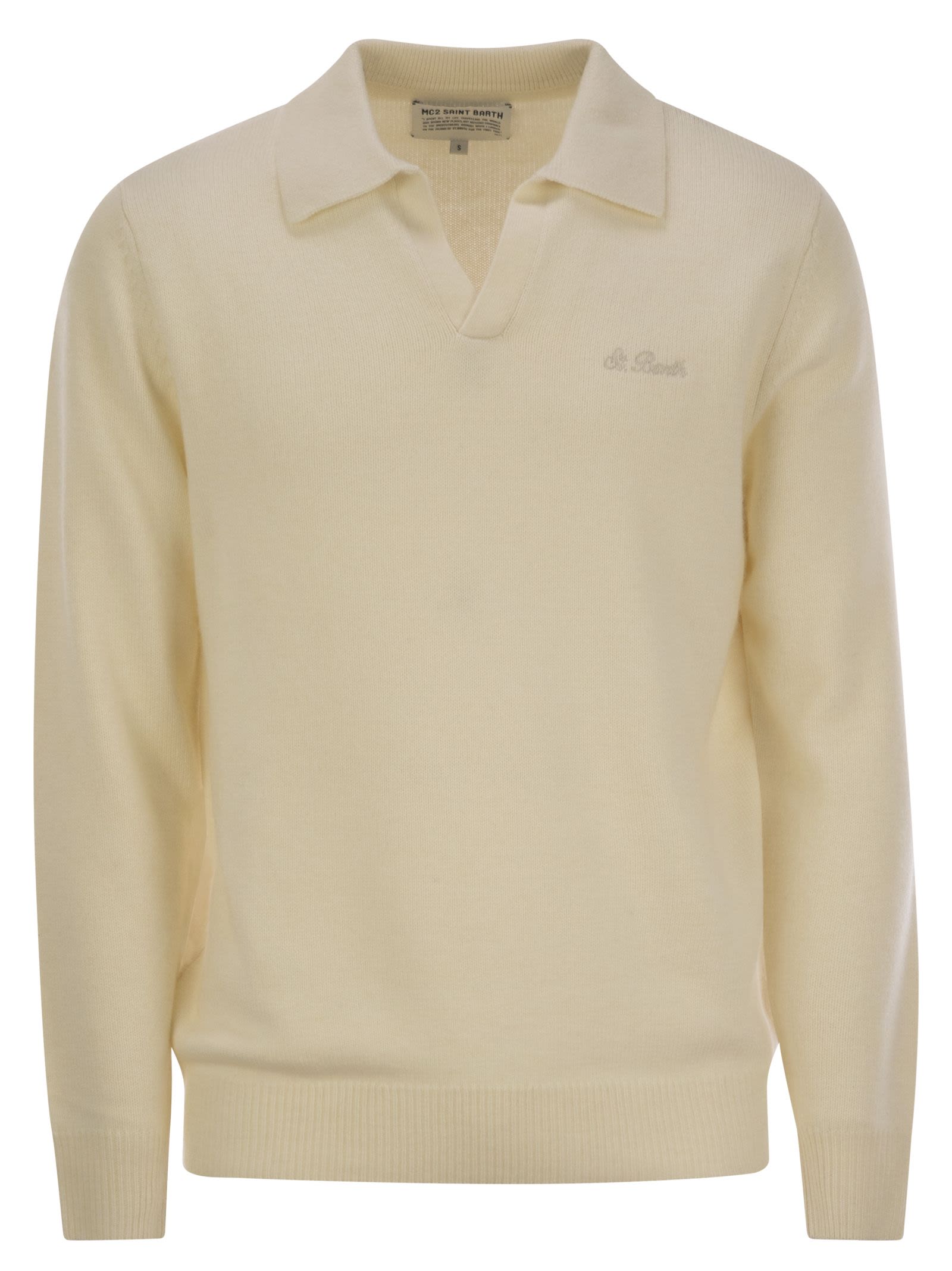 Cashmere Blend Jumper With Polo Neck