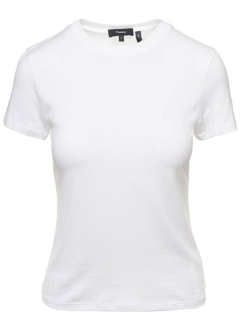 Fitted White Crewneck T-shirt In Cotton Woman