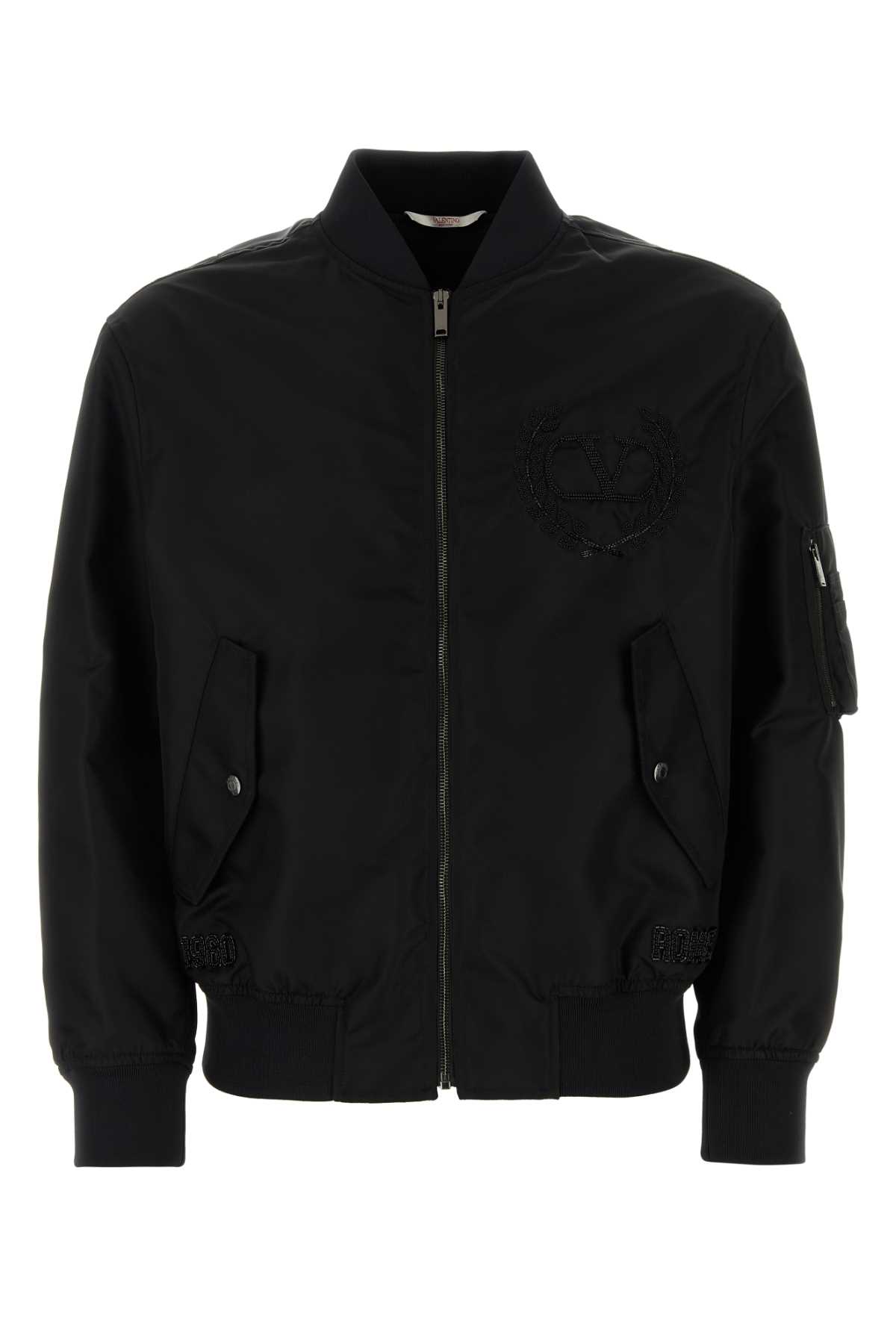 Black Nylon Bomber Jacket