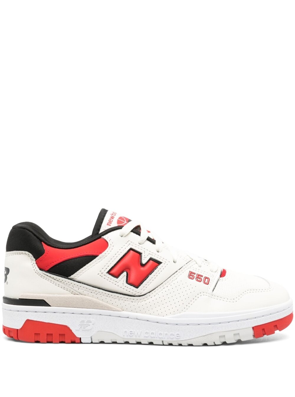 550 White And Red Low Top Sneakers With Logo And Contrasting Details In Leather Man