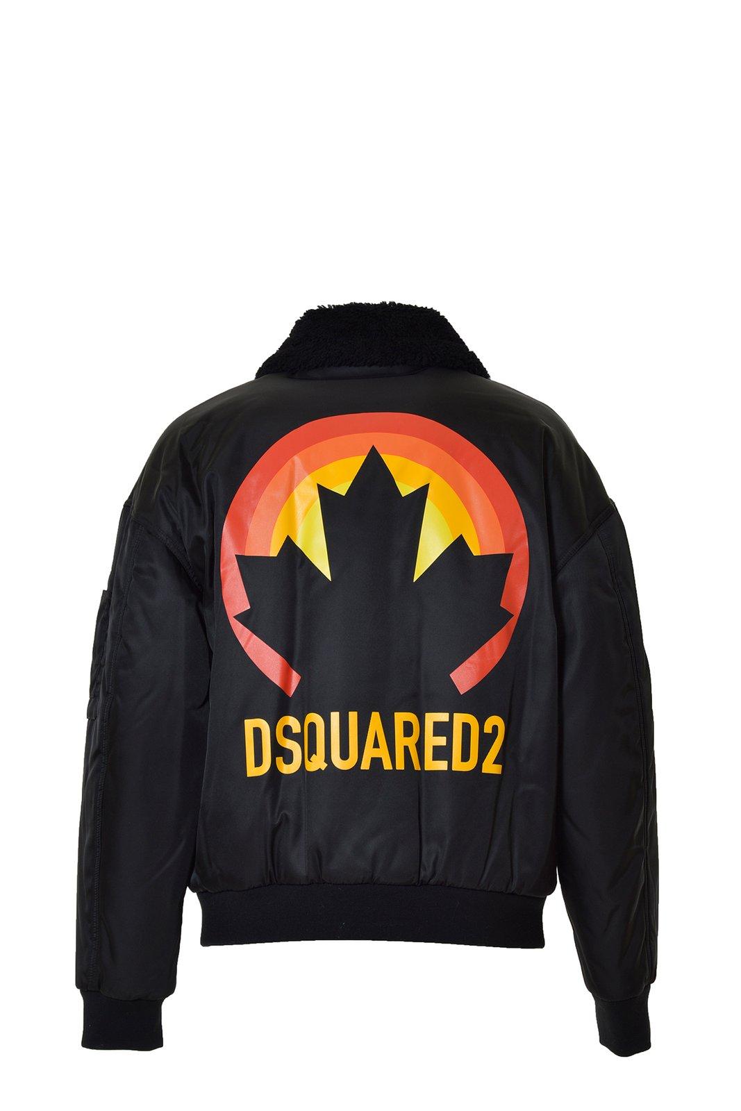 DSQUARED2 LOGO-PRINTED LONG-SLEEVED BOMBER JACKET JACKET