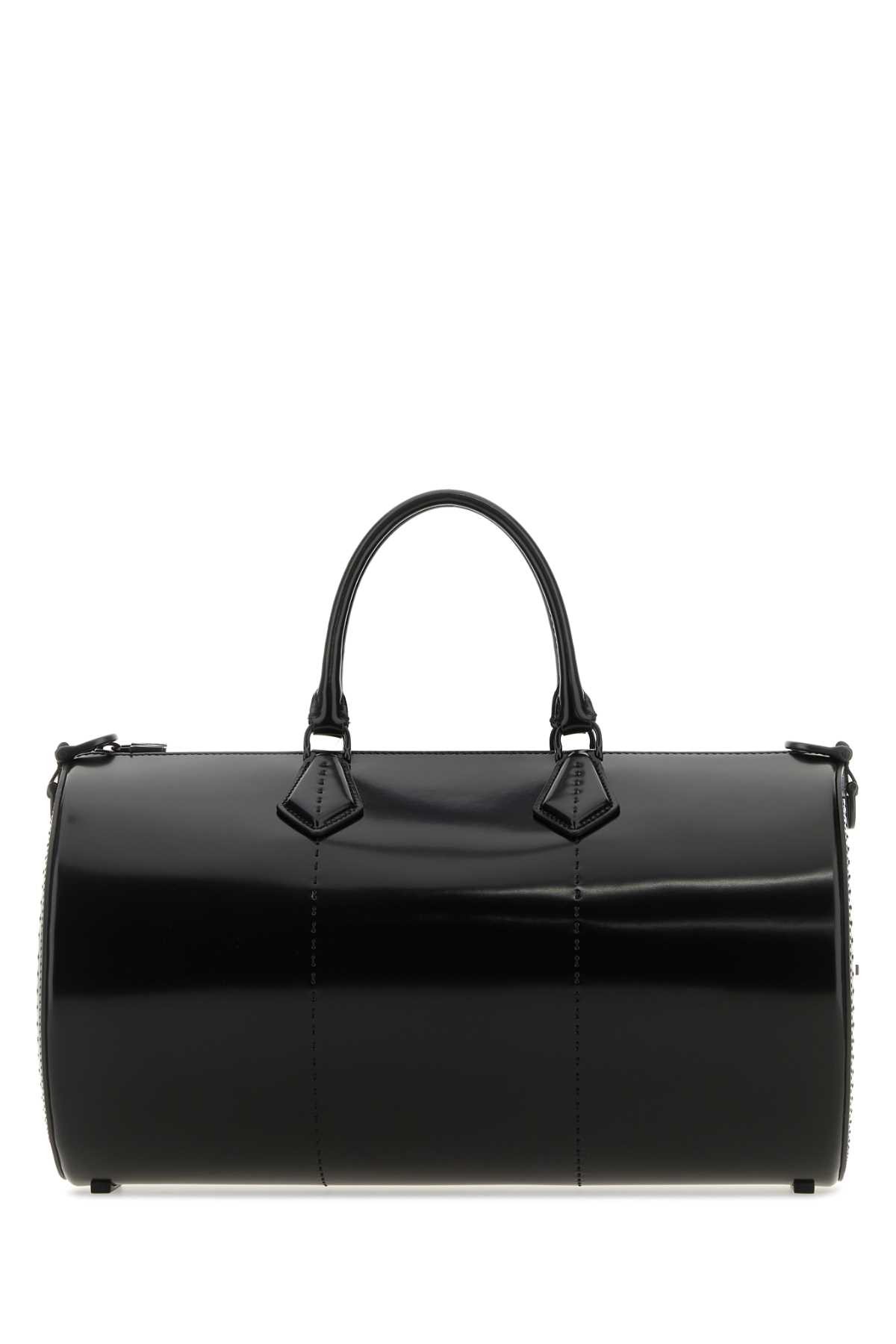 Black Leather Brushedrolll Handbag