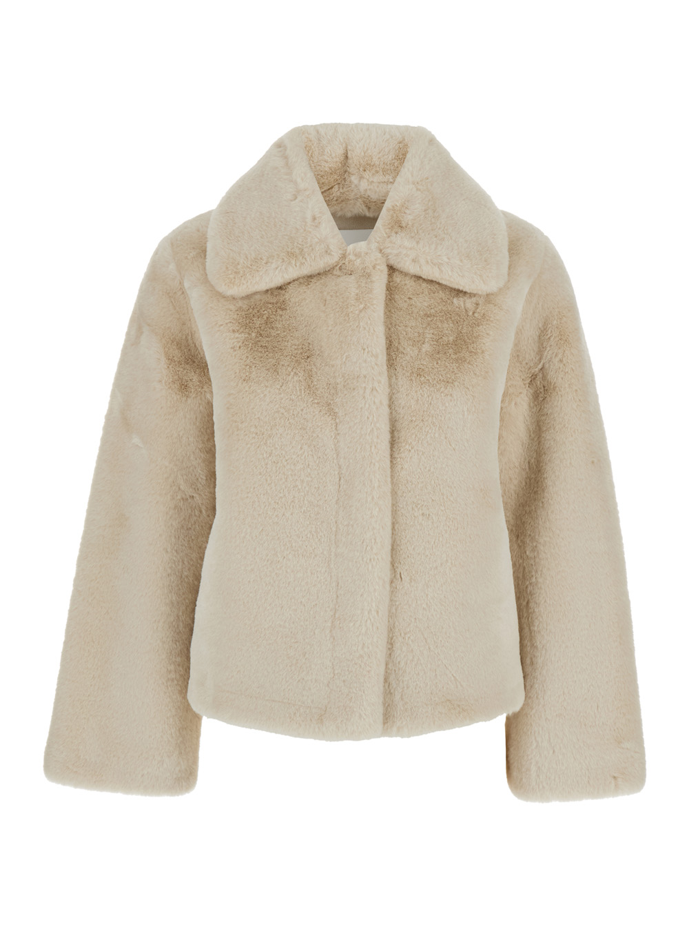 elis Beige Jacket With Collar In Eco Fur Woman