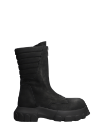 Rick Owens Moto Turbo Tractor Combat Boots In Black Leather