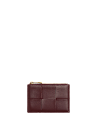 ☆BOTTEGA VENETA☆ Cassette Zipper Card Holder Mather Brown Cassette Card Holder With Zip Madder Brown And Rosewood
