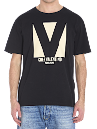 ヴァレンティノ Chez Tシャツ ホワイト Cotton T-shirt With Chez Valentino Print for Man in Ivory