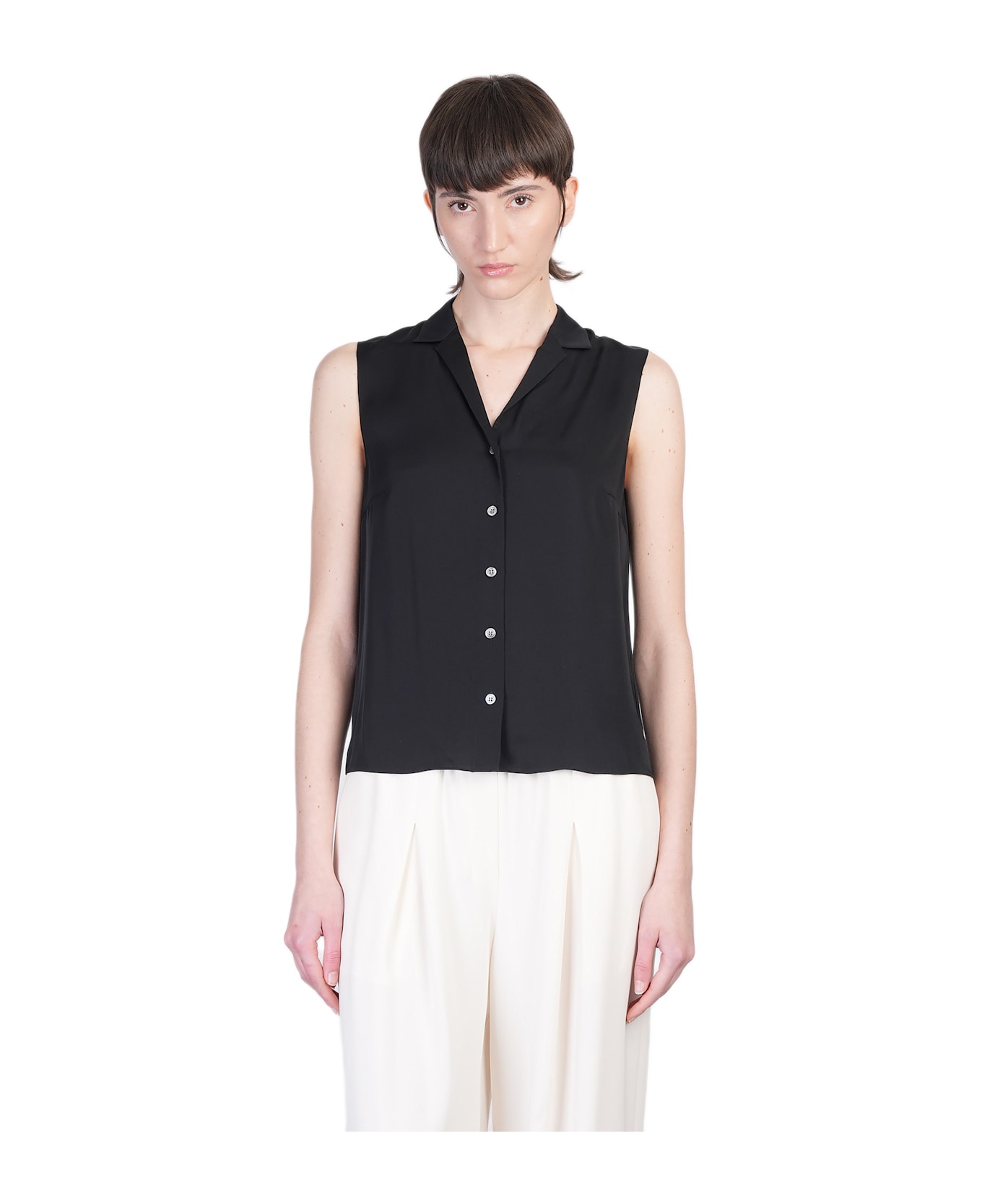 Theory Shirt In Black Silk - black