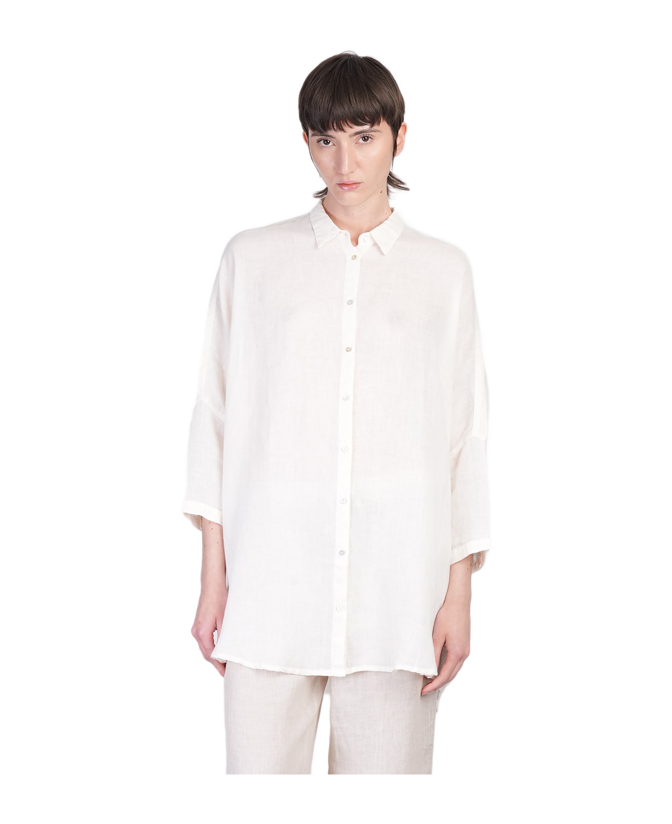 120% Lino Shirt In Beige Linen - beige