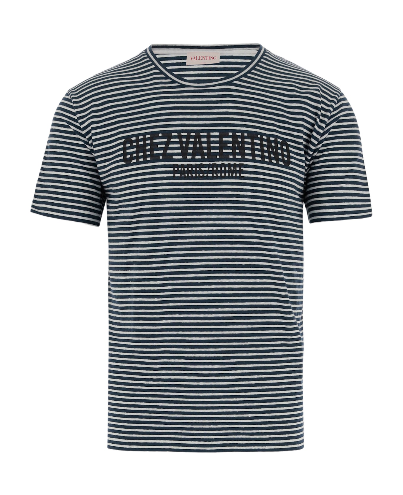 Valentino Logo Print Striped T-shirt - White