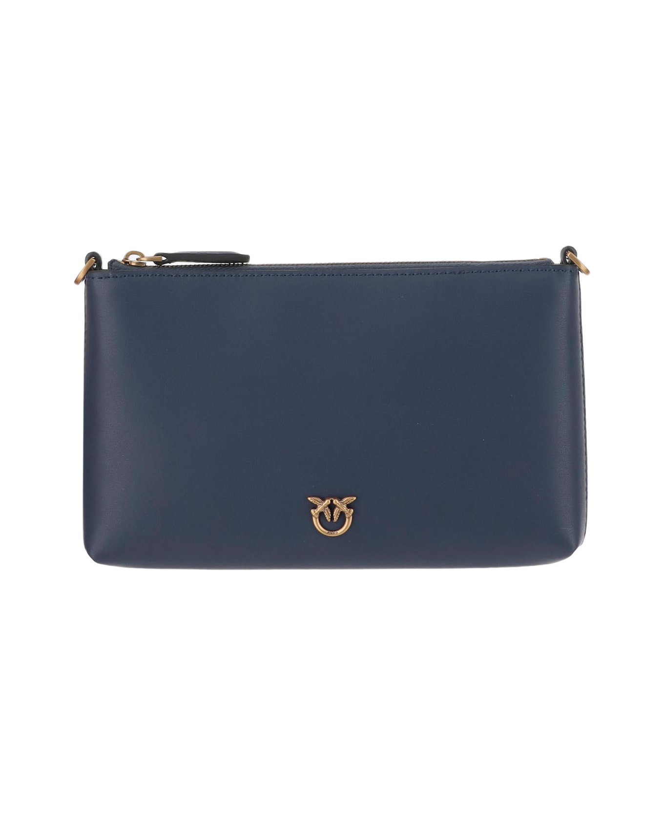 Pinko Leather Clutch Bag With Logo - Blue