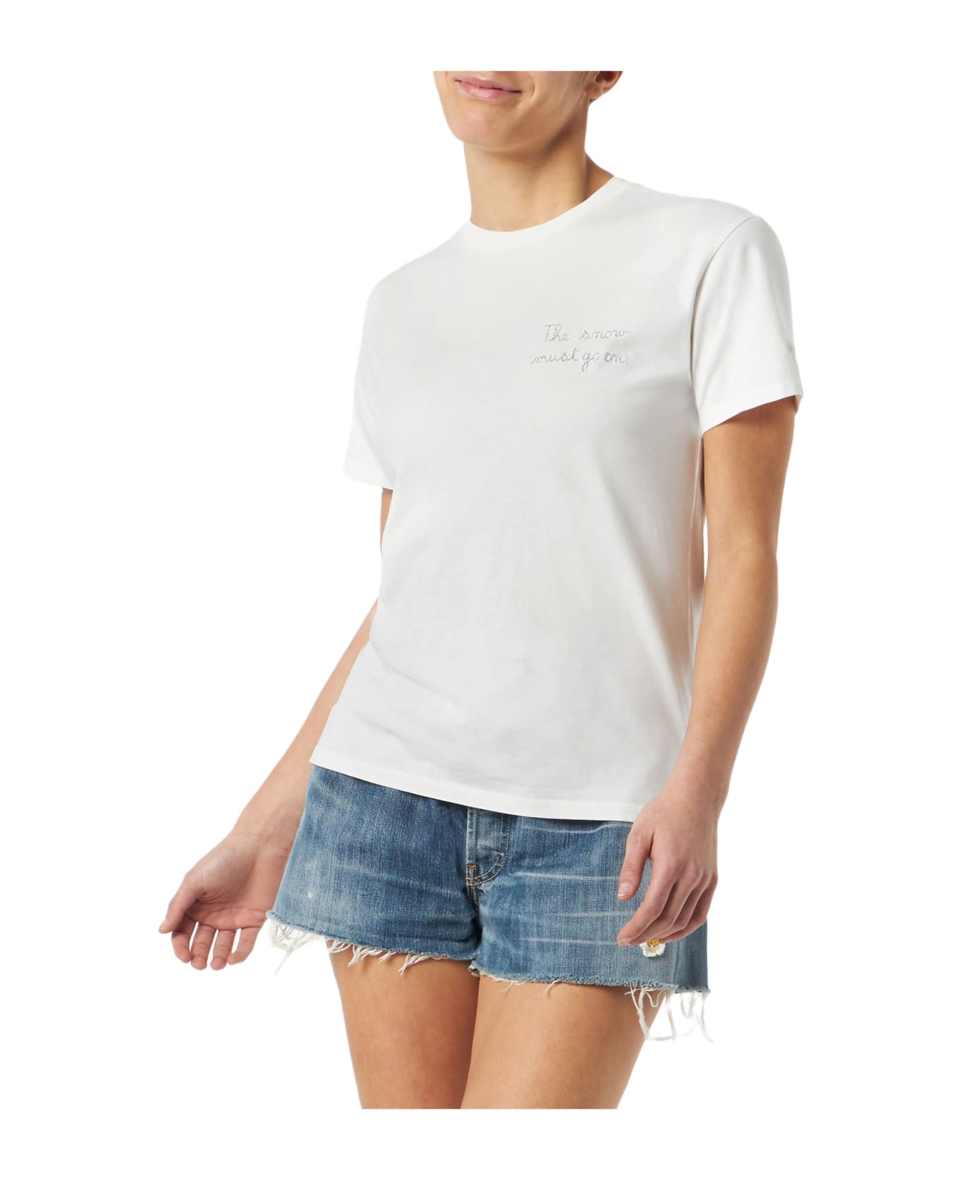 MC2 Saint Barth Woman T-shirt With The Snow Must Go On Lettering