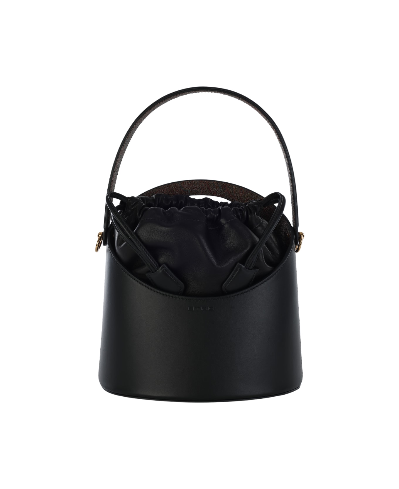Etro Black Leather Saturno Bucket Bag - Black