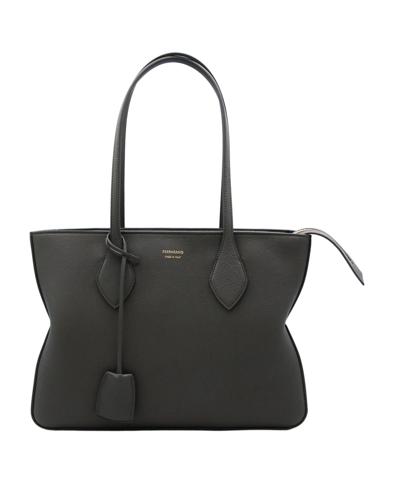 Ferragamo Black Leather Star Tote - CONCRETE