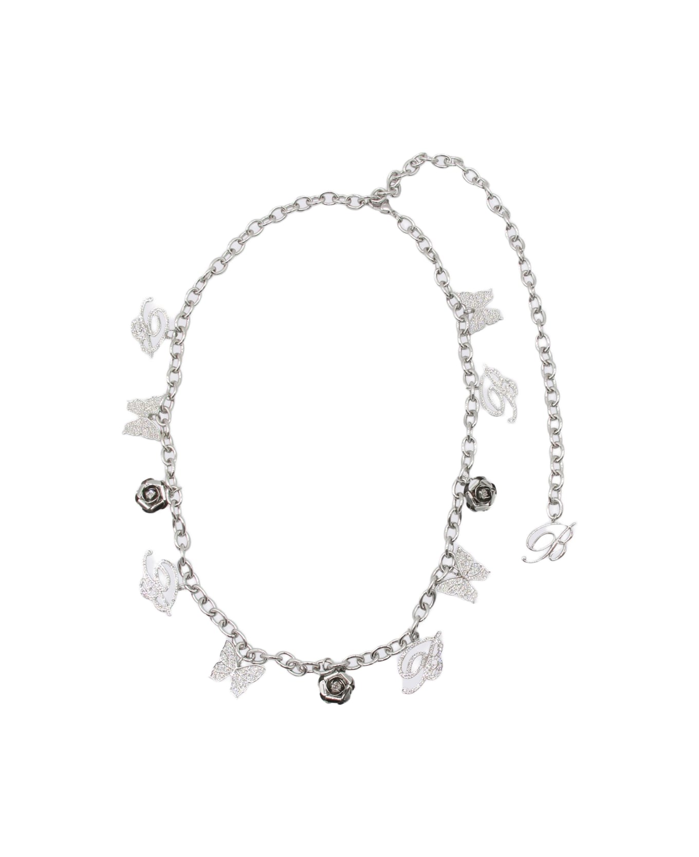 Blumarine Silver Tone Belt - SILVER/CRYSTAL