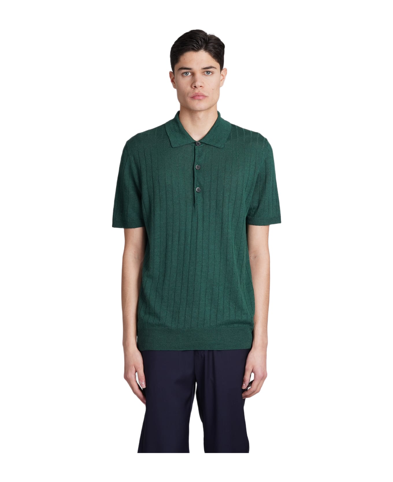 Barena Marco Polo In Green Linen - green ポロシャツ