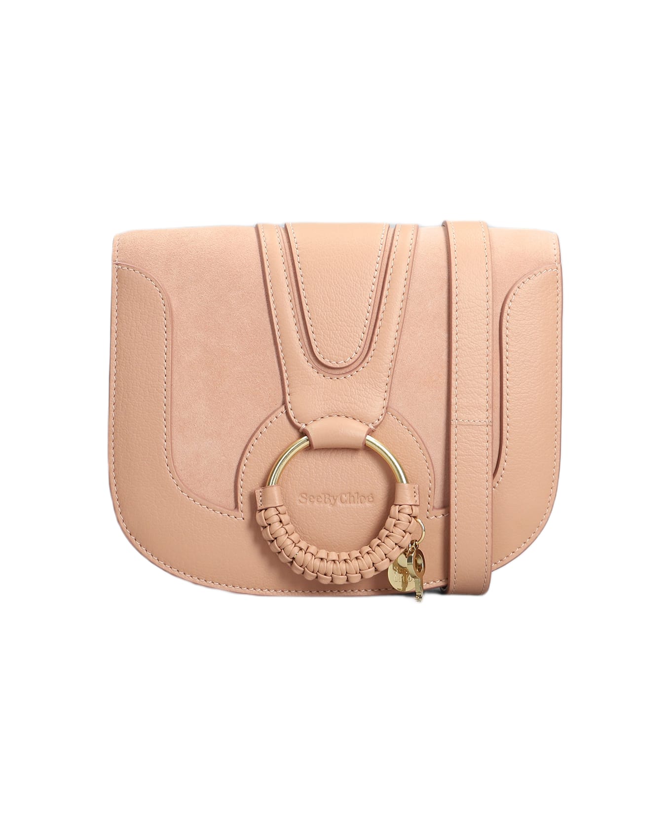 See by Chloé Hana Shoulder Bag In Rose-pink Suede And Leather - rose-pink