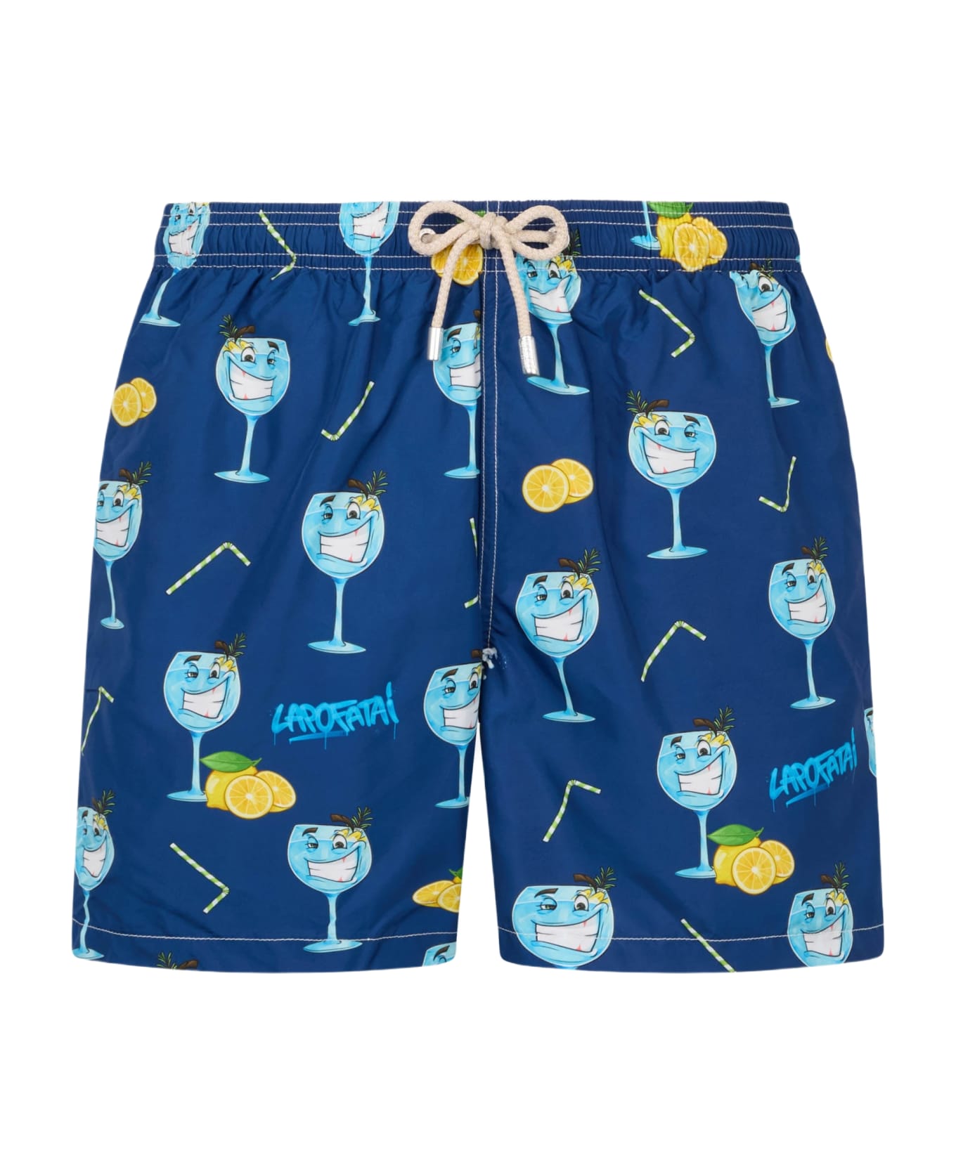 MC2 Saint Barth Man Lightweight Fabric Swim-shorts Lighting With Cryptopuppets Print | Cryptopuppets Special Edition - BLUE