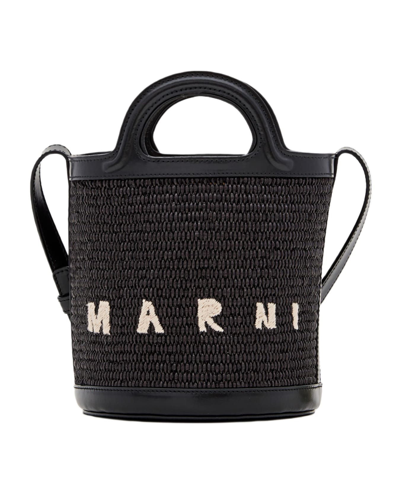 Marni Mini Tropicalia Raffia Bucket Bag - Black トートバッグ