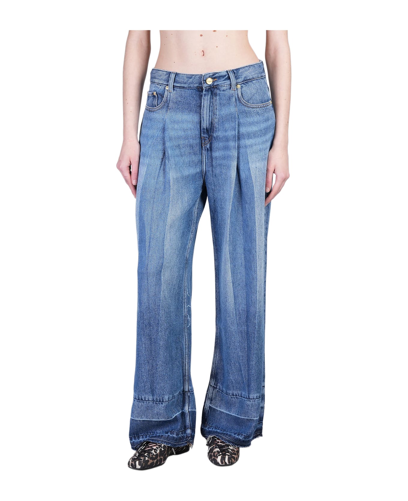 Ganni Jeans In Blue Wool And Polyester - Non definito