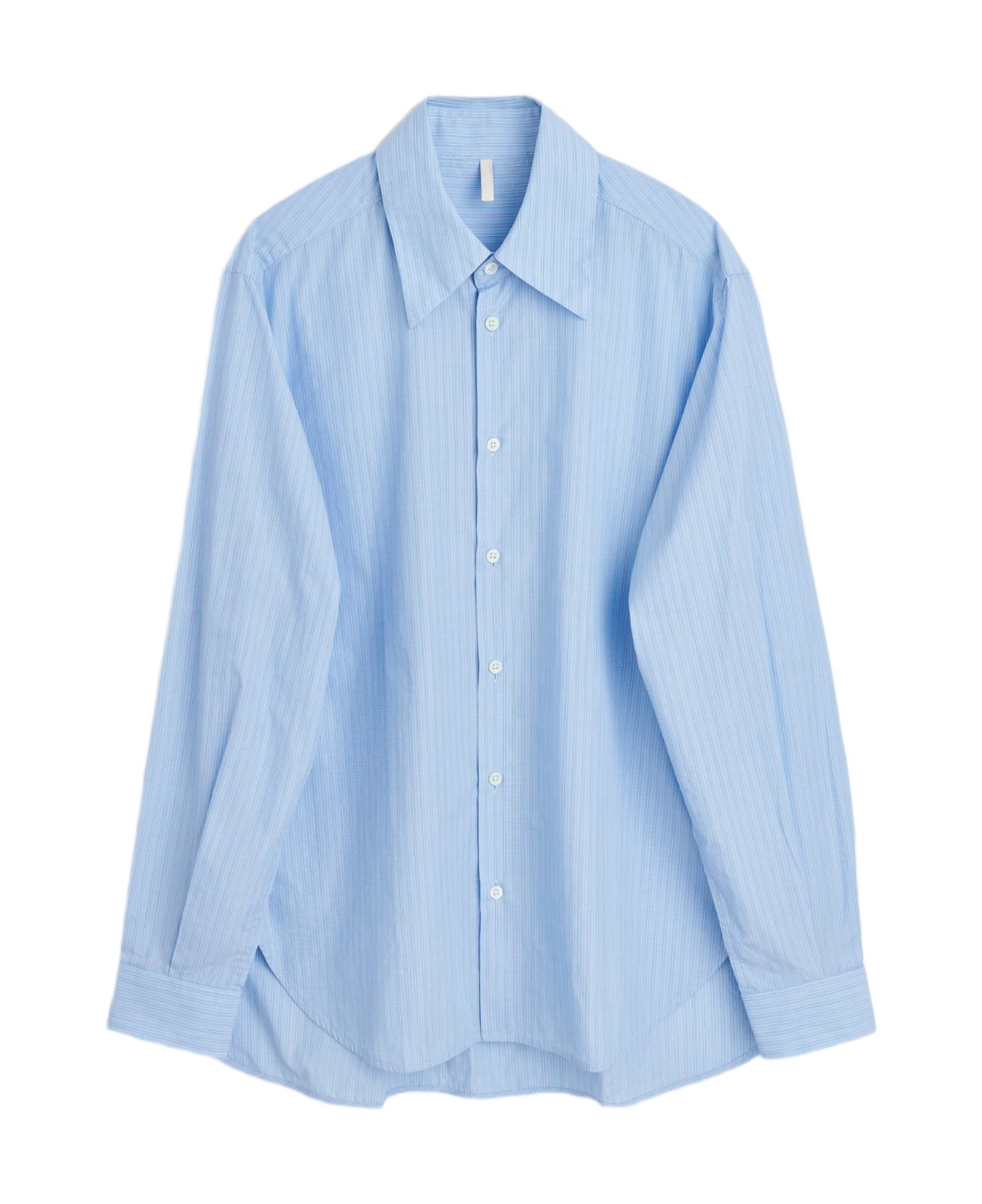Sunflower #1203 Sky blue striped poplin shirt with long sleeves - Please Shirt - Blu chiaro