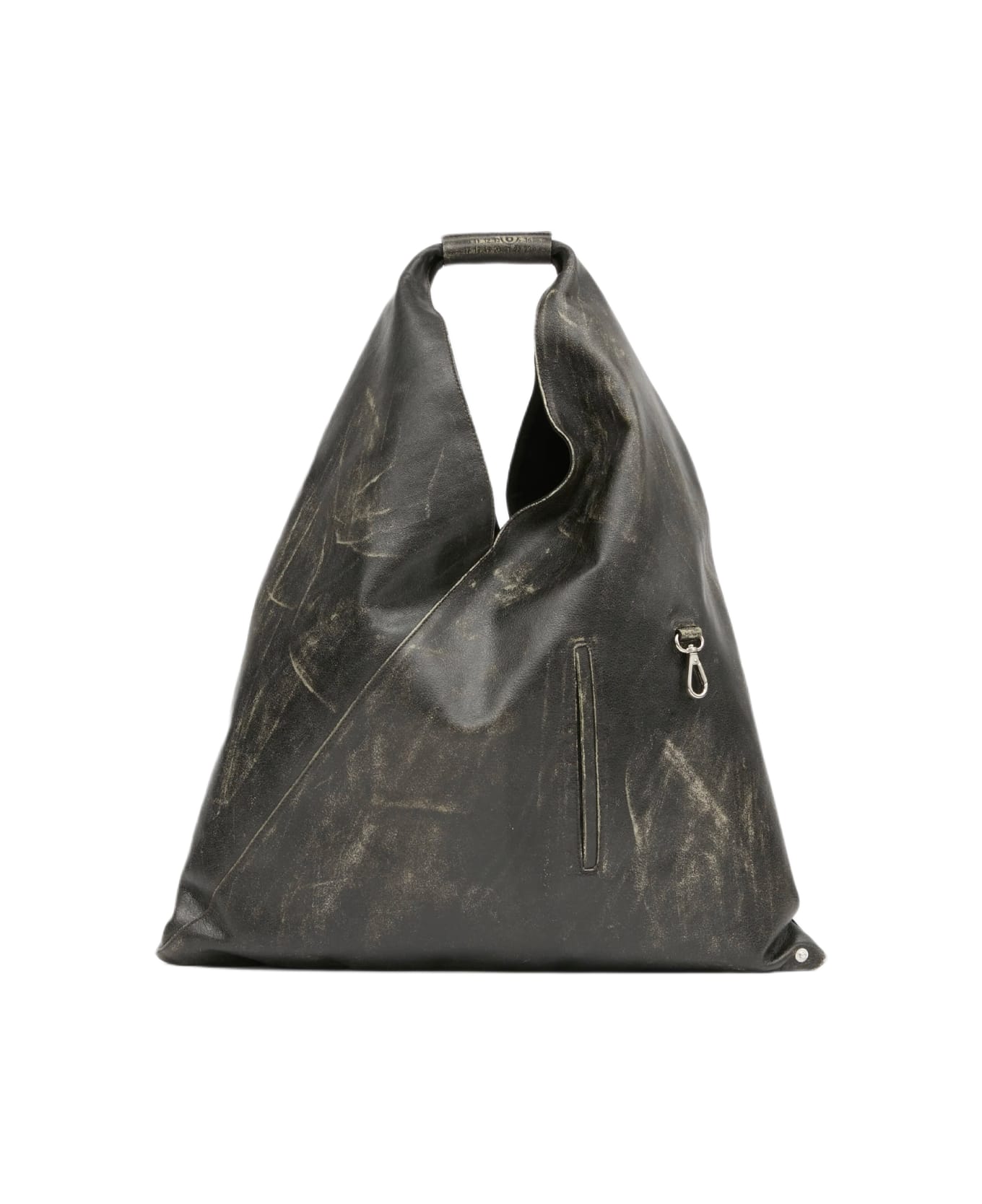 MM6 Maison Margiela Borsa Mano Charcoal grey distressed leather big Japanese tote bag - Tortora