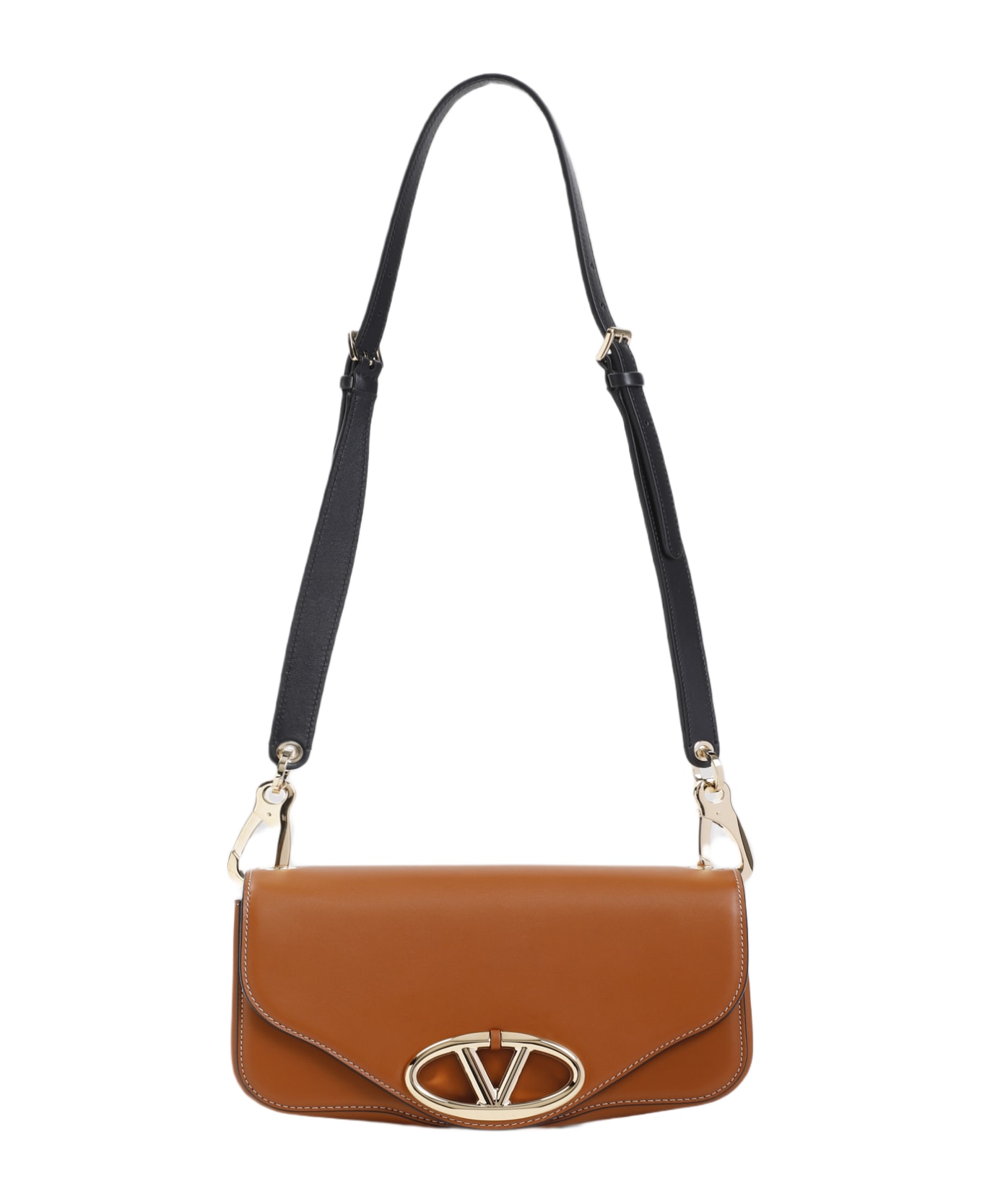 Valentino Garavani Logo 1 Small Shoulder Bag - Naturale Tan Nero