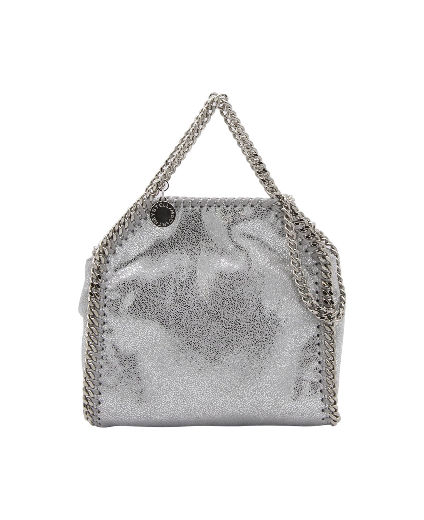 Stella McCartney Silver Metal Faux Leather Falabella Micro Tote - Silver