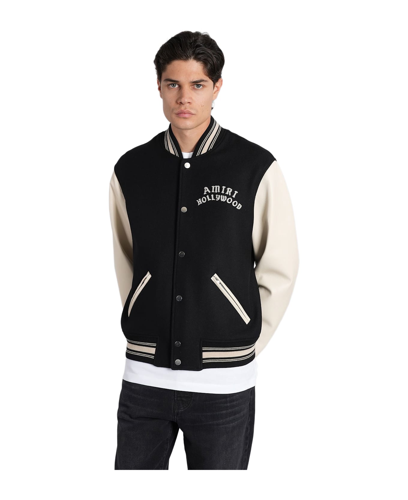 AMIRI Bomber Jacket In Black Wool - black
