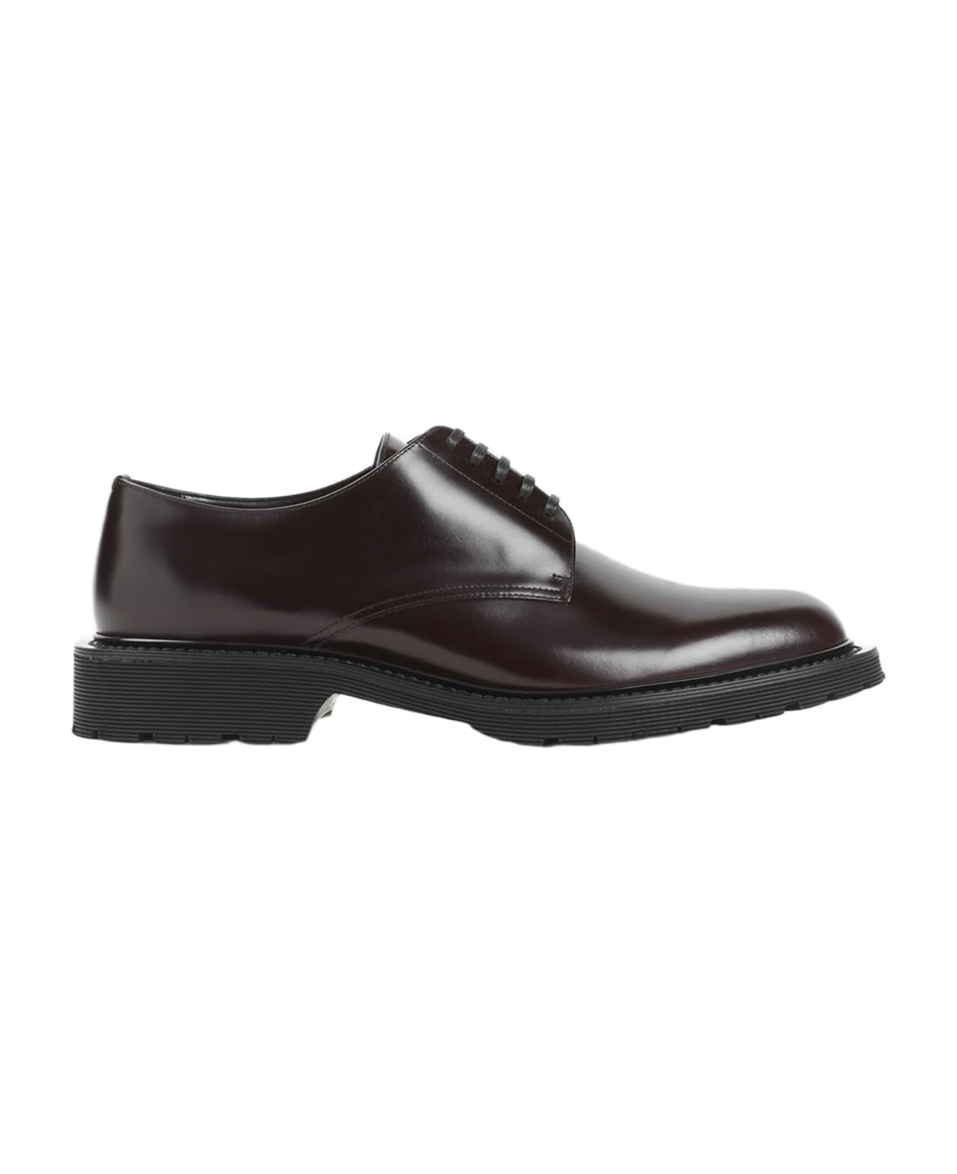 Saint Laurent Almond Toe Lace-up Shoes - Dark Wine