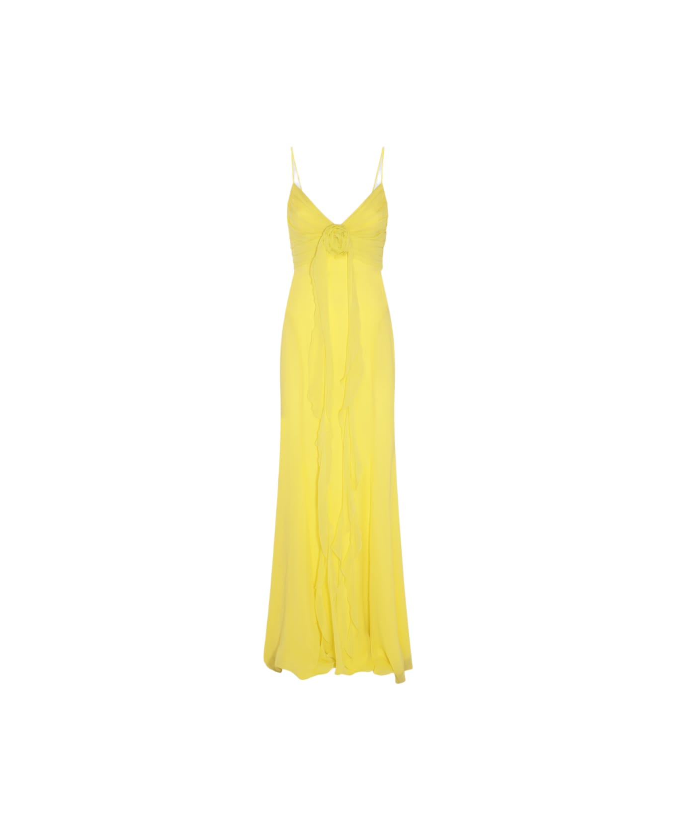 Blumarine Yellow Silk Maxi Dress - Yellow